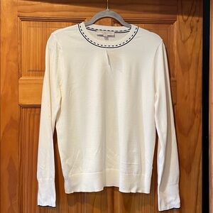 NWT LOFT Ivory Sweater with Navy Accents